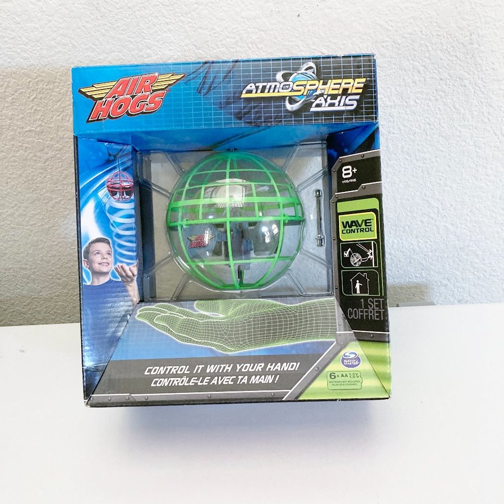 NEW Air Hogs Atmosphere Axis Hovering Sphere Wave Control Spin Master, Green Toy